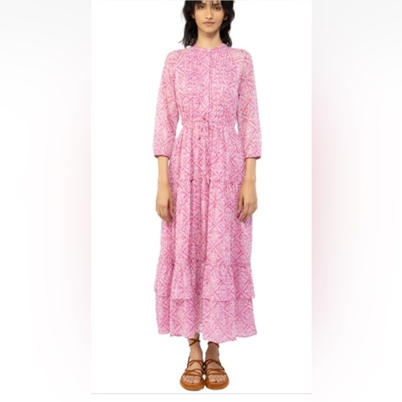 Banjanan Sachet Bazaar Maxi Dress Button Gauze Flowy Tiered Cottage Beach Small - Picture 1 of 14